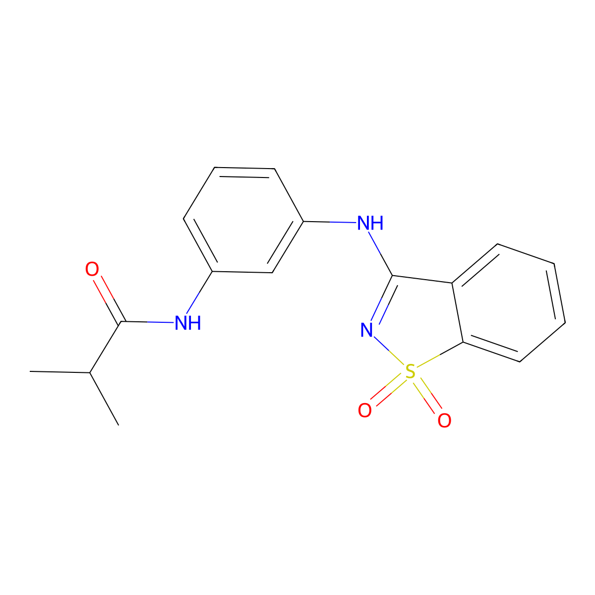 N-{3-[(1,1-dioxido-1,2-benzothiazol-3-yl)amino]phenyl}-2-methylpropanamide molecular structure, CAS 847480-28-8