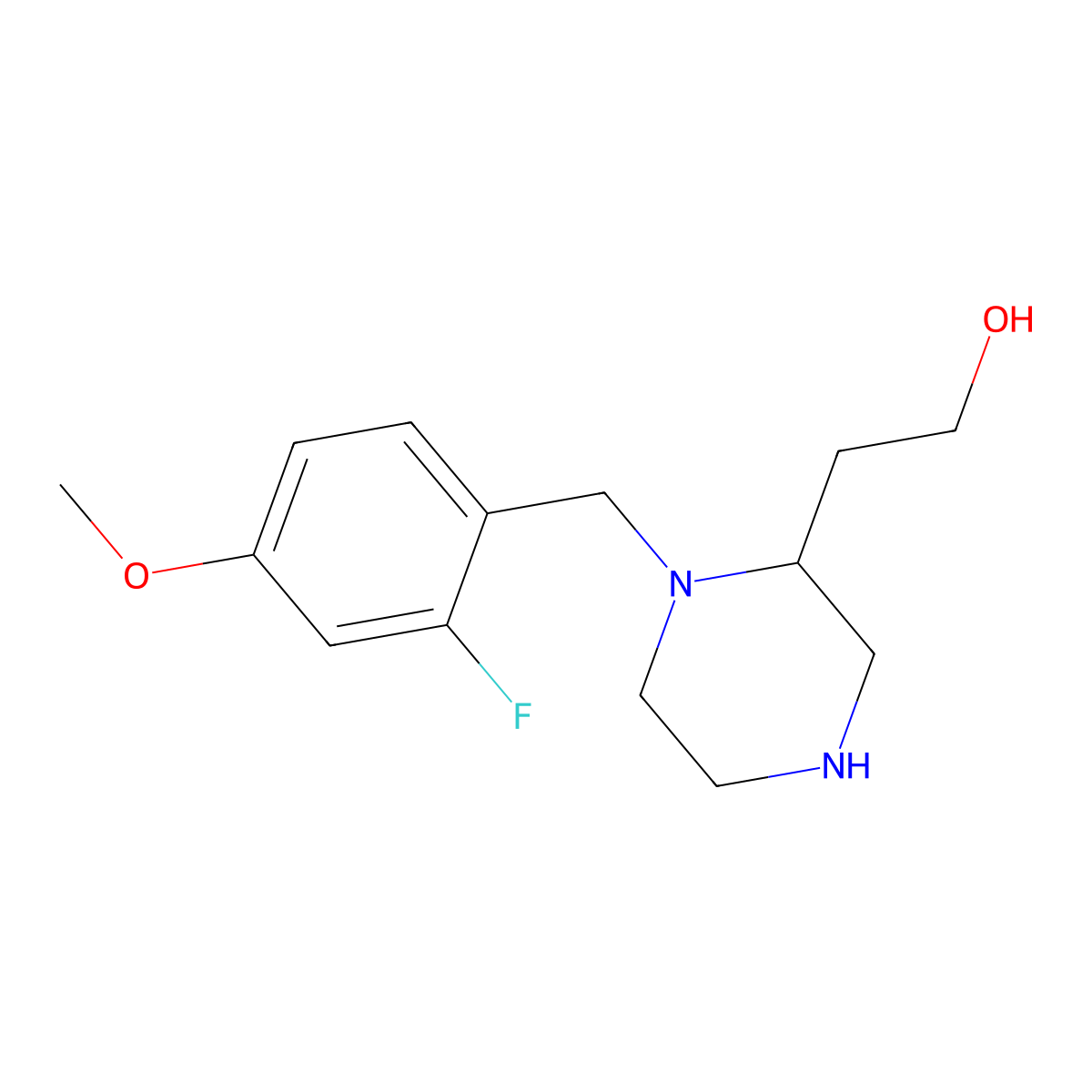 2-[1-(2-Fluoro-4-methoxybenzyl)-2-piperazinyl]ethanol molecular structure, CAS 847480-85-7