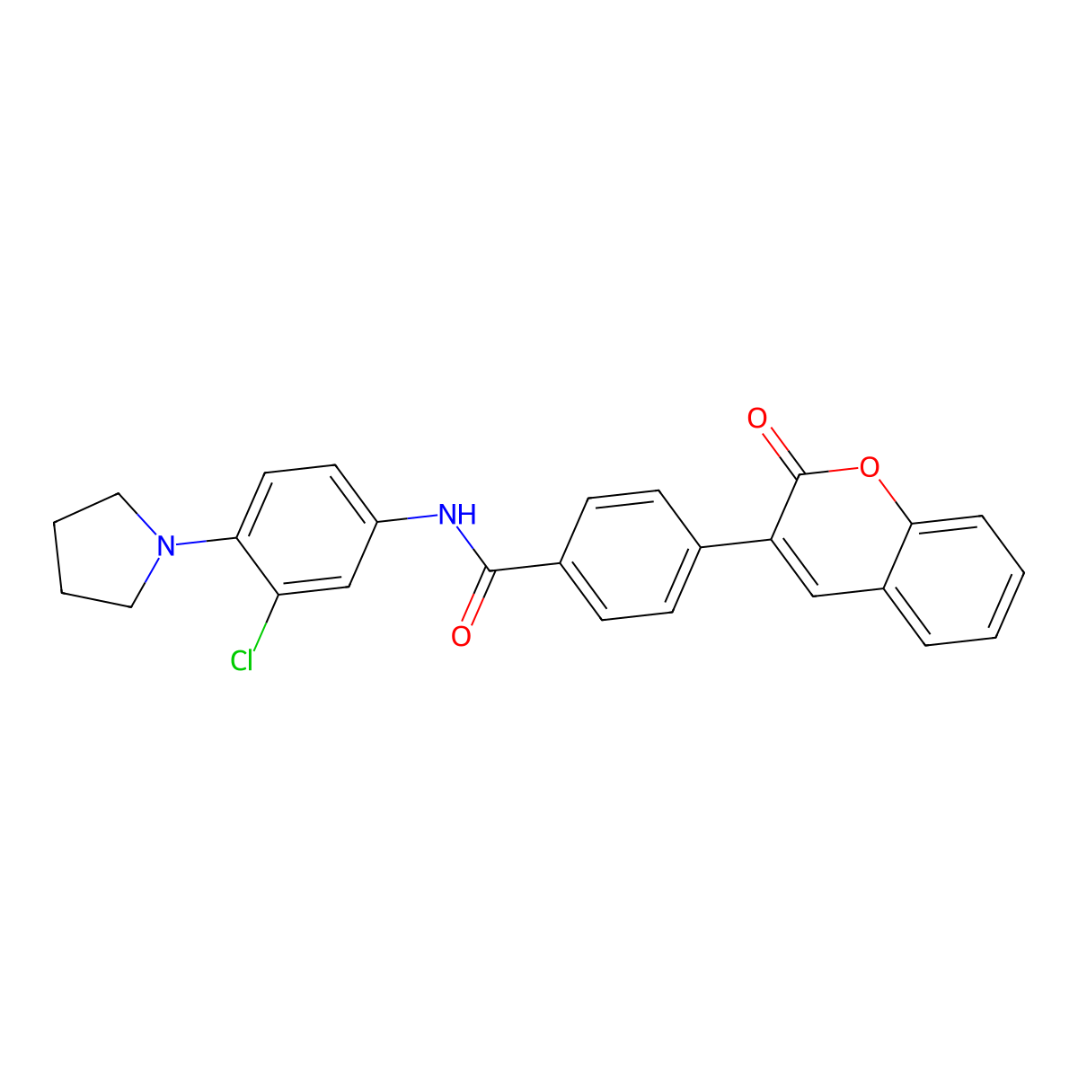 N-(3-chloro-4-pyrrolidin-1-ylphenyl)-4-(2-oxochromen-3-yl)benzamide molecular structure, CAS 847480-88-0