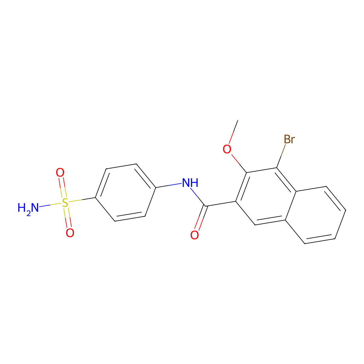 4-bromo-3-methoxy-N-(4-sulfamoylphenyl)naphthalene-2-carboxamide molecular structure, CAS 847481-82-7