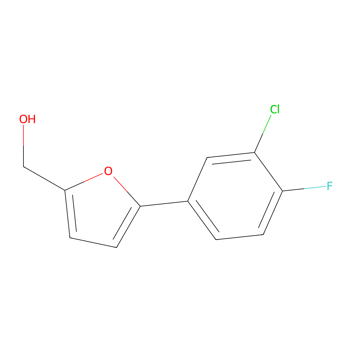 [5-(3-Chloro-4-fluorophenyl)furan-2-yl]methanol molecular structure, CAS 847482-06-8