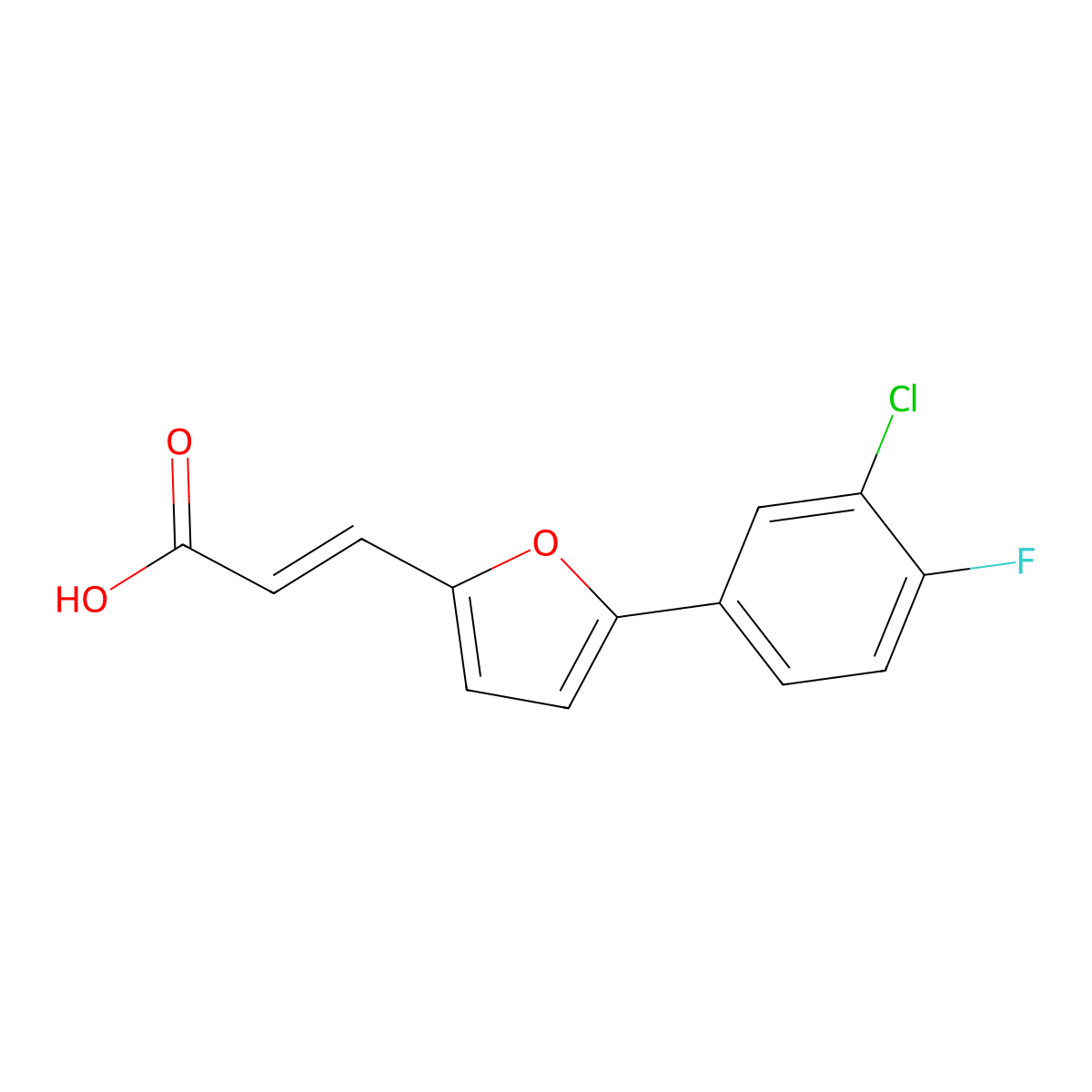 3-[5-(3-Chloro-4-fluorophenyl)-2-furyl]acrylic acid molecular structure, CAS 847482-09-1