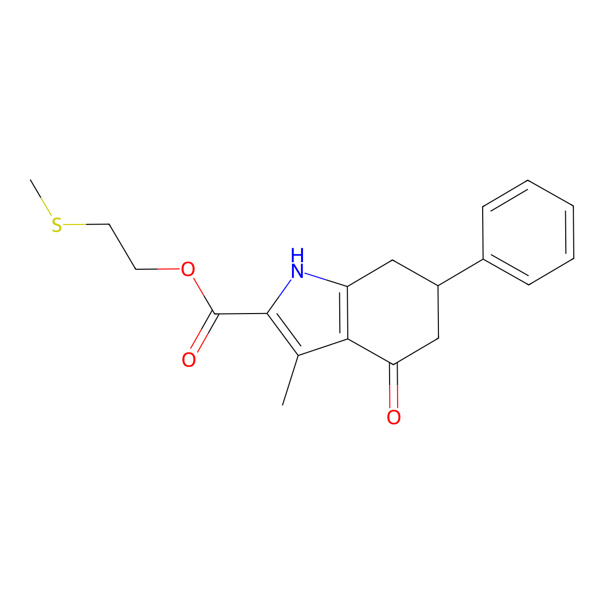 2-(methylsulfanyl)ethyl 3-methyl-4-oxo-6-phenyl-4,5,6,7-tetrahydro-1H-indole-2-carboxylate molecular structure, CAS 847482-43-3