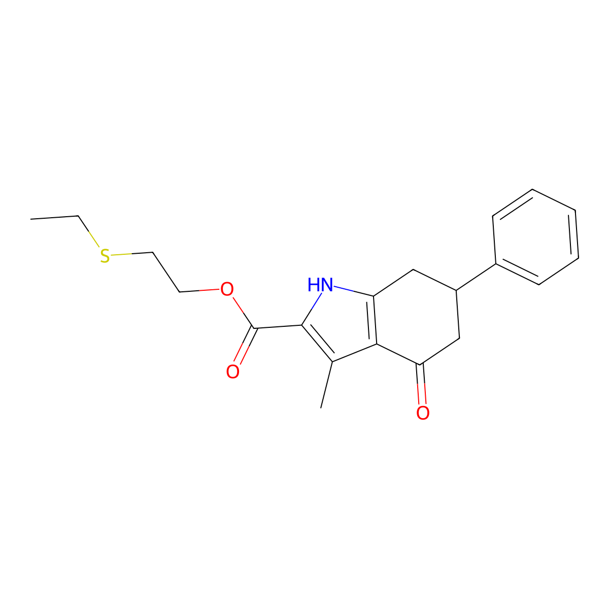 2-(ethylsulfanyl)ethyl 3-methyl-4-oxo-6-phenyl-4,5,6,7-tetrahydro-1H-indole-2-carboxylate molecular structure, CAS 847482-45-5