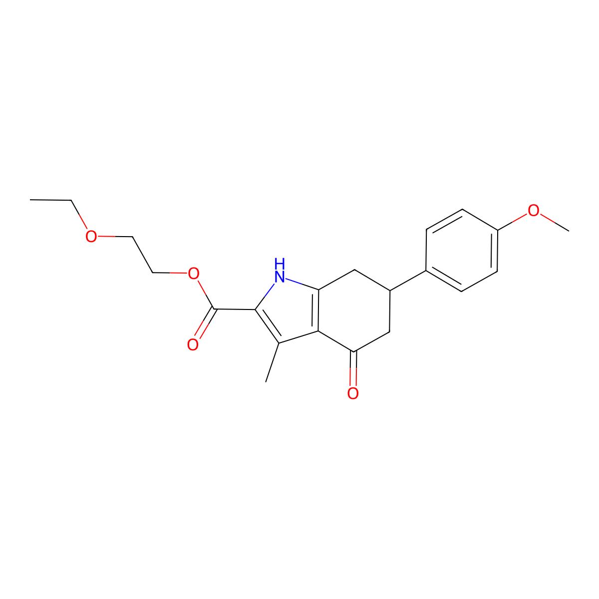 2-ethoxyethyl 6-(4-methoxyphenyl)-3-methyl-4-oxo-4,5,6,7-tetrahydro-1H-indole-2-carboxylate molecular structure, CAS 847482-47-7
