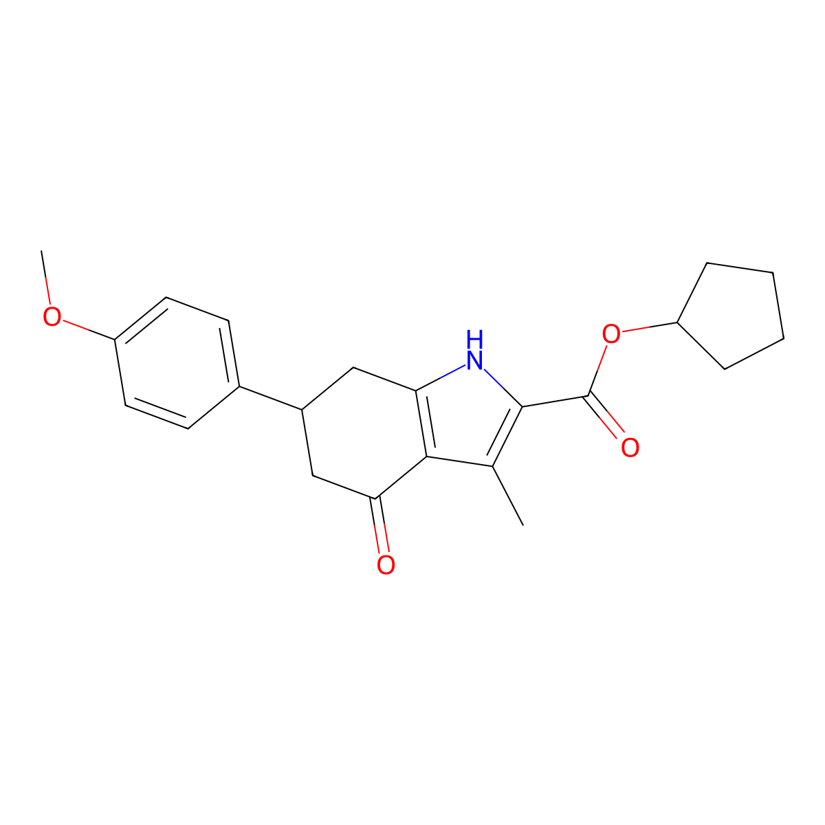 cyclopentyl 6-(4-methoxyphenyl)-3-methyl-4-oxo-4,5,6,7-tetrahydro-1H-indole-2-carboxylate molecular structure, CAS 847482-53-5