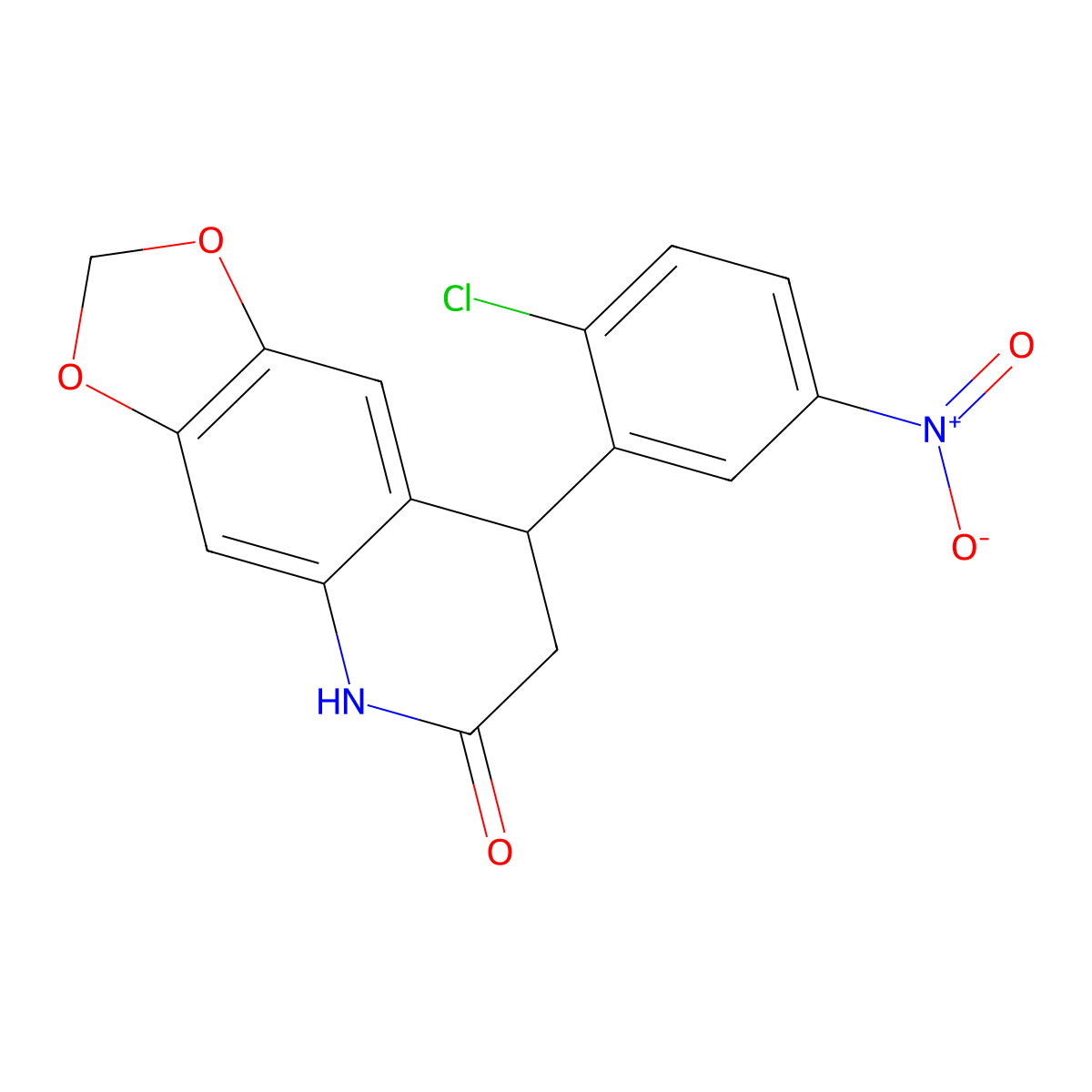 8-(2-chloro-5-nitrophenyl)-7,8-dihydro-5H-[1,3]dioxolo[4,5-g]quinolin-6-one molecular structure, CAS 847482-78-4