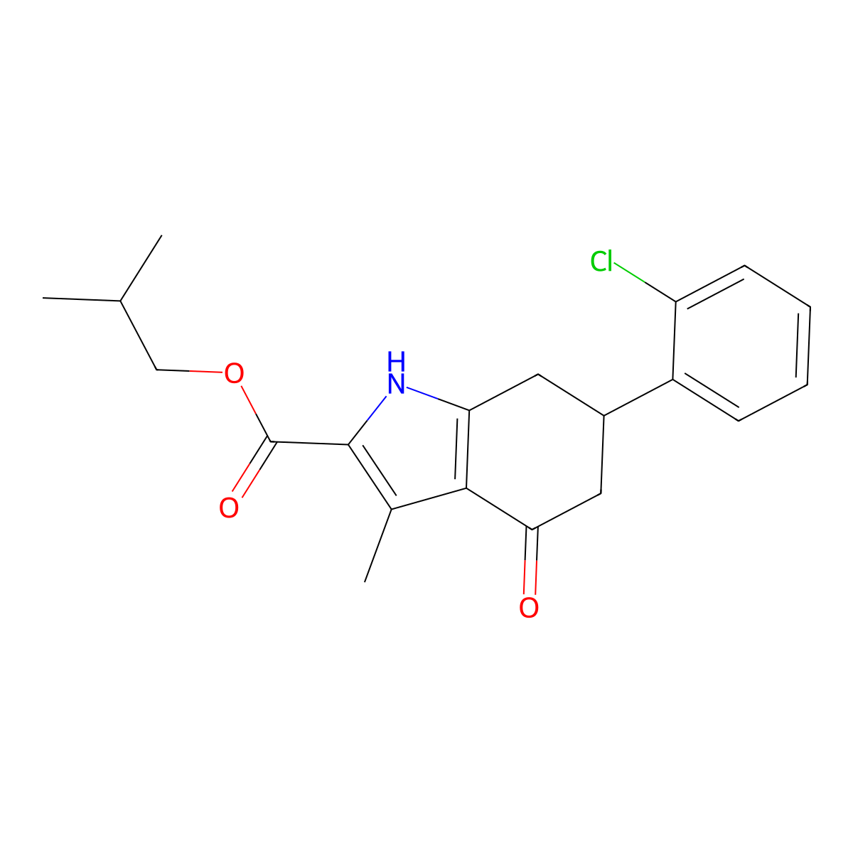 2-methylpropyl 6-(2-chlorophenyl)-3-methyl-4-oxo-4,5,6,7-tetrahydro-1H-indole-2-carboxylate molecular structure, CAS 847483-37-8