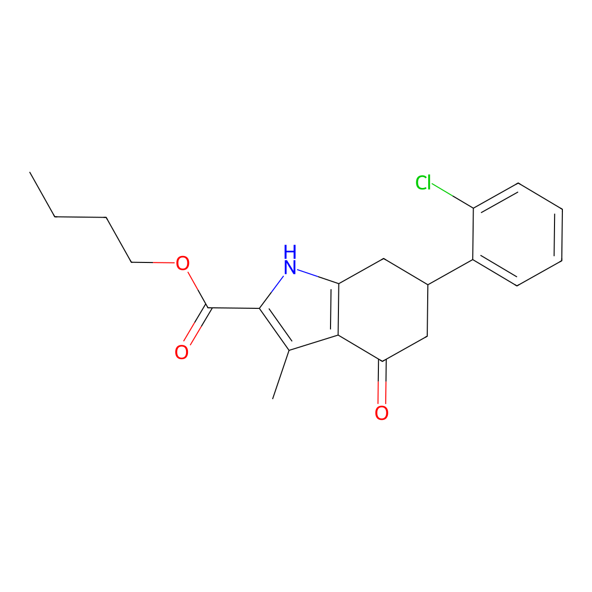 butyl 6-(2-chlorophenyl)-3-methyl-4-oxo-4,5,6,7-tetrahydro-1H-indole-2-carboxylate molecular structure, CAS 847483-38-9