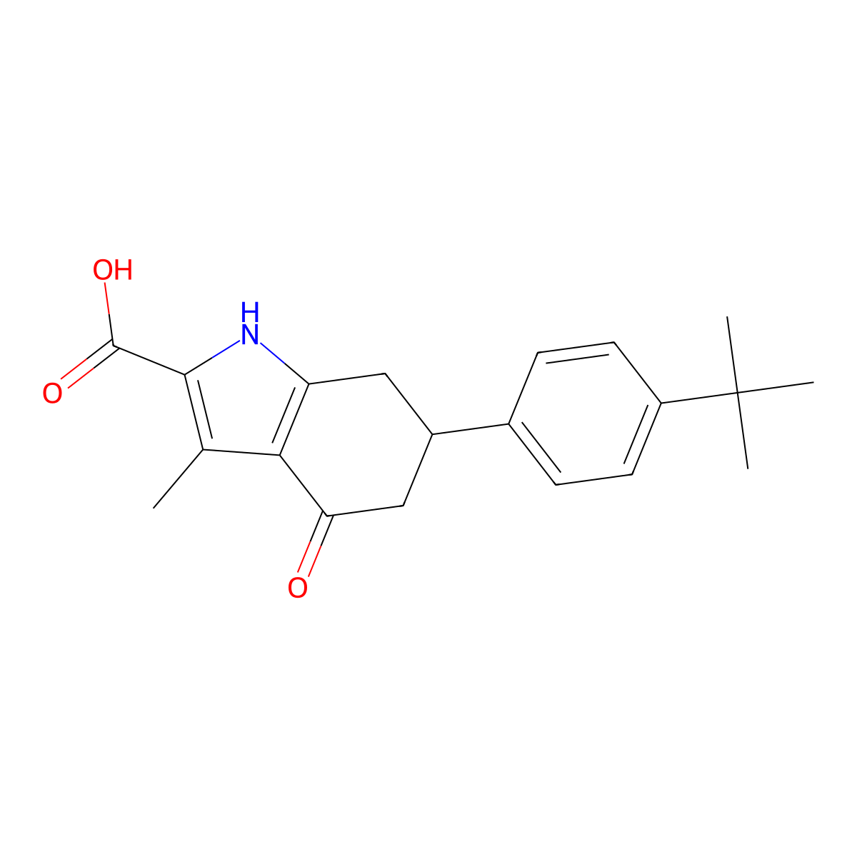 6-(4-tert-butylphenyl)-3-methyl-4-oxo-4,5,6,7-tetrahydro-1H-indole-2-carboxylic acid molecular structure, CAS 847483-43-6