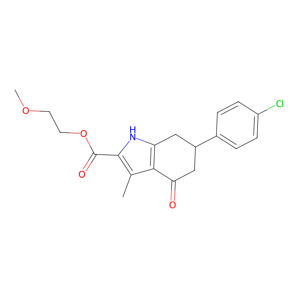 2-methoxyethyl 6-(4-chlorophenyl)-3-methyl-4-oxo-4,5,6,7-tetrahydro-1H-indole-2-carboxylate molecular structure, CAS 847483-81-2