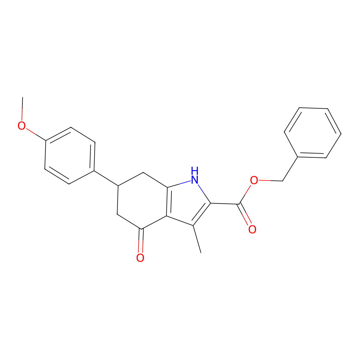 benzyl 6-(4-methoxyphenyl)-3-methyl-4-oxo-4,5,6,7-tetrahydro-1H-indole-2-carboxylate molecular structure, CAS 847483-89-0