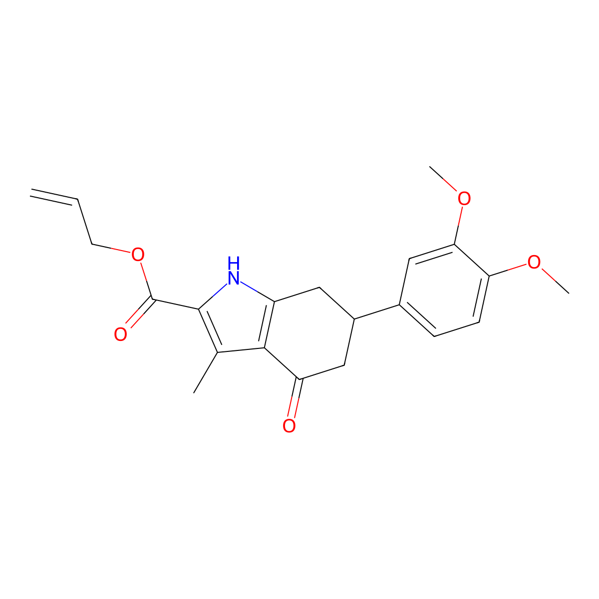 prop-2-en-1-yl 6-(3,4-dimethoxyphenyl)-3-methyl-4-oxo-4,5,6,7-tetrahydro-1H-indole-2-carboxylate molecular structure, CAS 847483-92-5