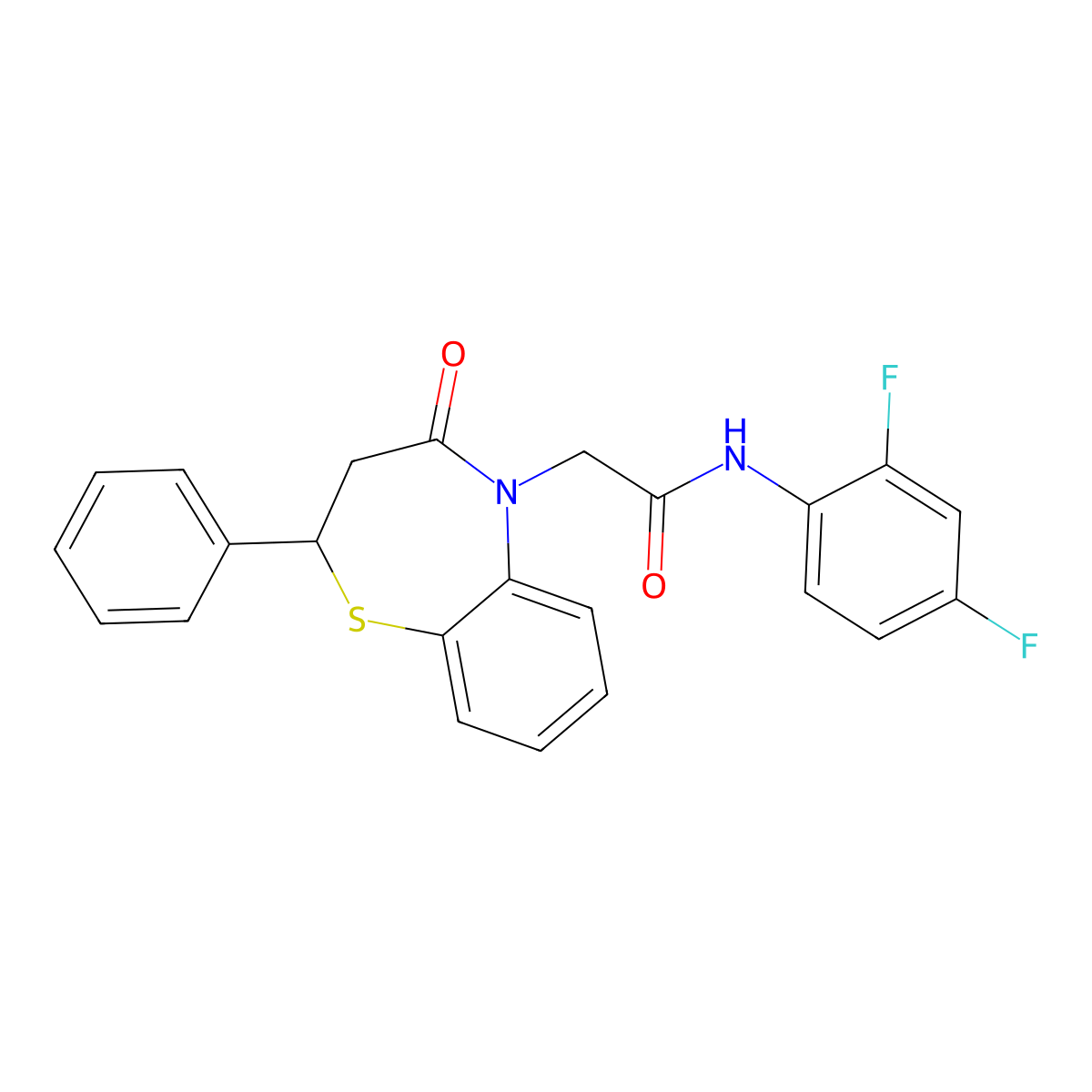 N-(2,4-difluorophenyl)-2-(4-oxo-2-phenyl-2,3,4,5-tetrahydro-1,5-benzothiazepin-5-yl)acetamide molecular structure, CAS 847485-95-4