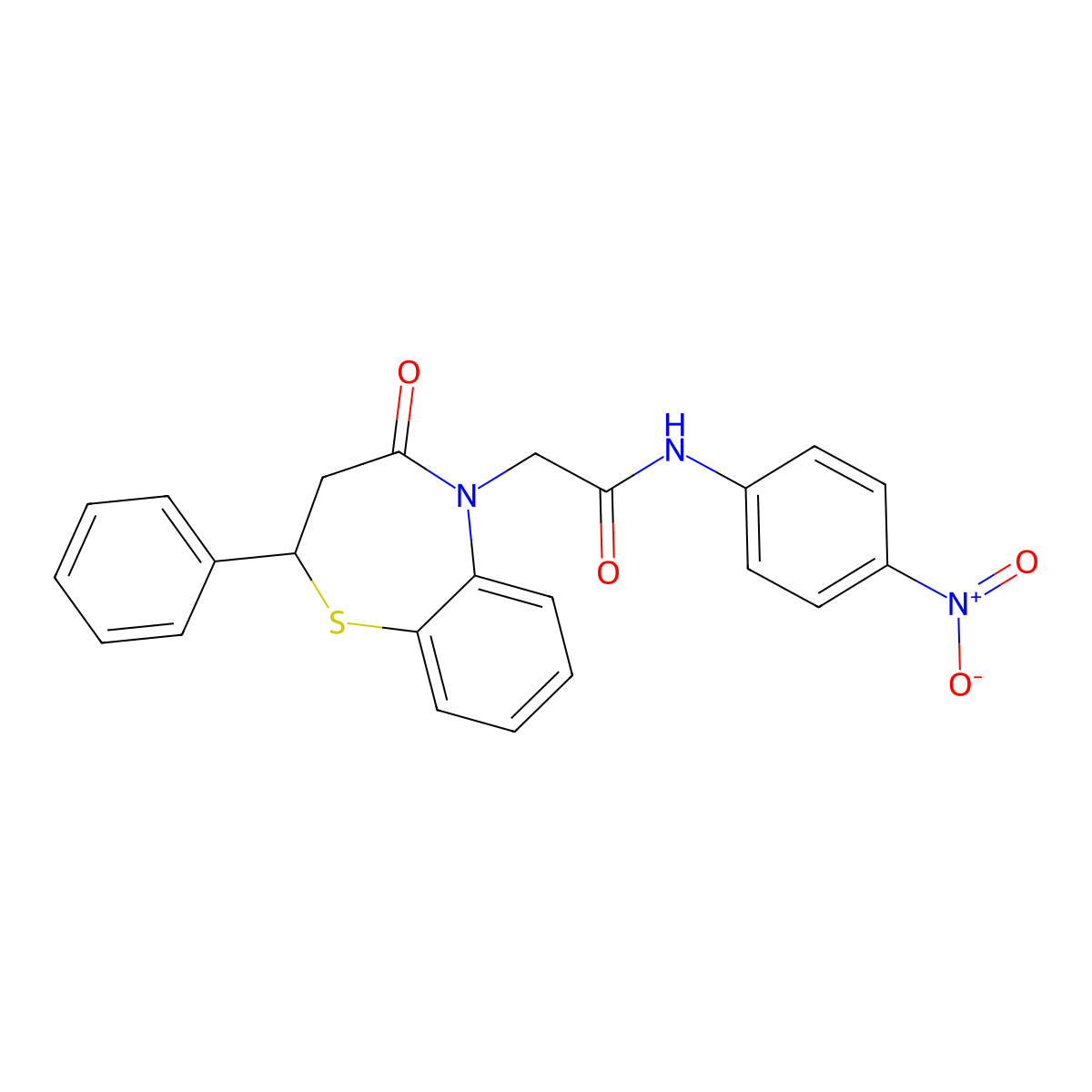 N-(4-nitrophenyl)-2-(4-oxo-2-phenyl-2,3,4,5-tetrahydro-1,5-benzothiazepin-5-yl)acetamide molecular structure, CAS 847486-12-8