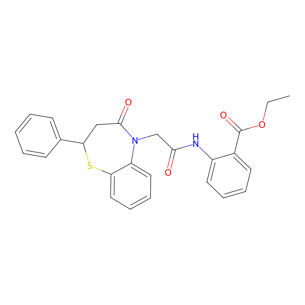 ethyl 2-(2-(4-oxo-2-phenyl-3,4-dihydrobenzo[b][1,4]thiazepin-5(2H)-yl)acetamido)benzoate molecular structure, CAS 847486-14-0