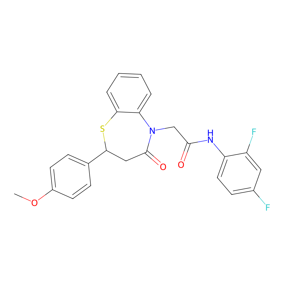 N-(2,4-difluorophenyl)-2-(2-(4-methoxyphenyl)-4-oxo-3,4-dihydrobenzo[b][1,4]thiazepin-5(2H)-yl)acetamide molecular structure, CAS 847486-62-8