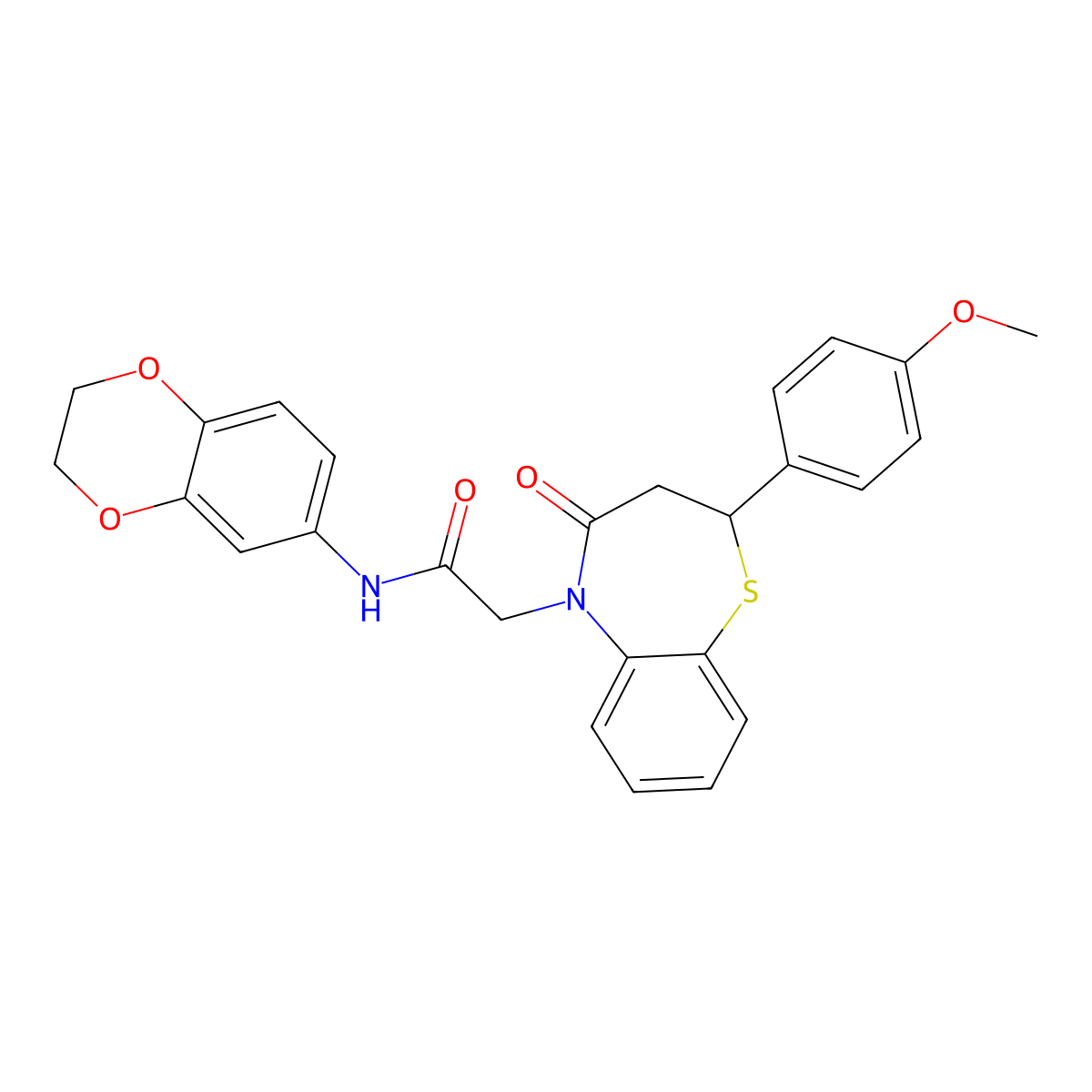 N-(2,3-dihydro-1,4-benzodioxin-6-yl)-2-[2-(4-methoxyphenyl)-4-oxo-2,3,4,5-tetrahydro-1,5-benzothiazepin-5-yl]acetamide molecular structure, CAS 847486-72-0