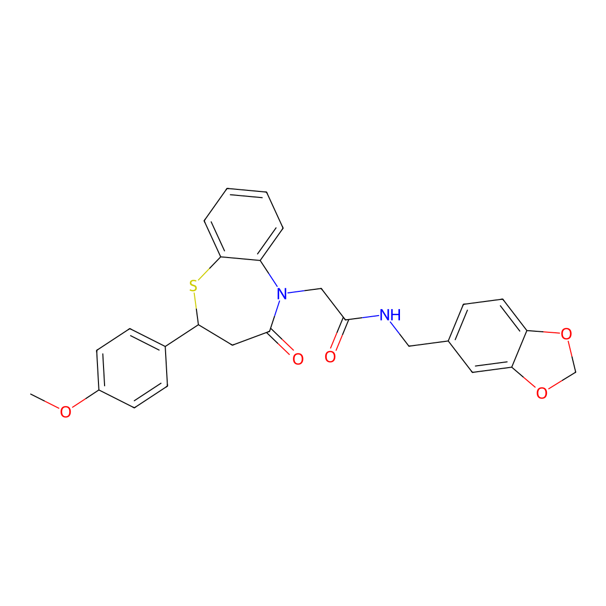 N-(benzo[d][1,3]dioxol-5-ylmethyl)-2-(2-(4-methoxyphenyl)-4-oxo-3,4-dihydrobenzo[b][1,4]thiazepin-5(2H)-yl)acetamide molecular structure, CAS 847486-85-5