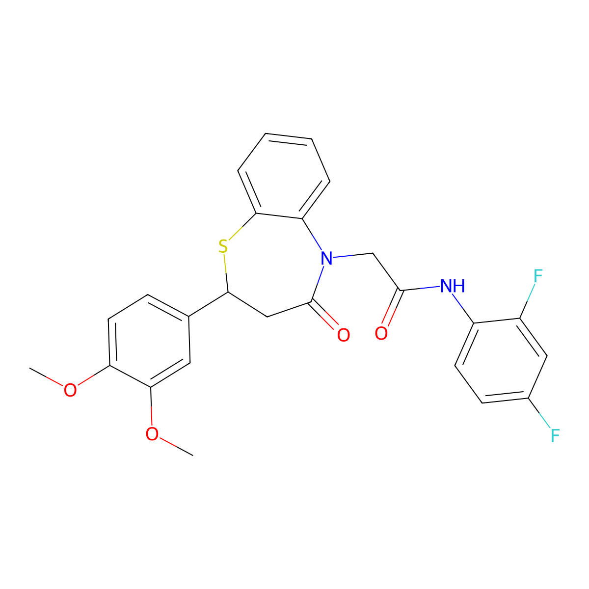 N-(2,4-difluorophenyl)-2-(2-(3,4-dimethoxyphenyl)-4-oxo-3,4-dihydrobenzo[b][1,4]thiazepin-5(2H)-yl)acetamide molecular structure, CAS 847487-25-6