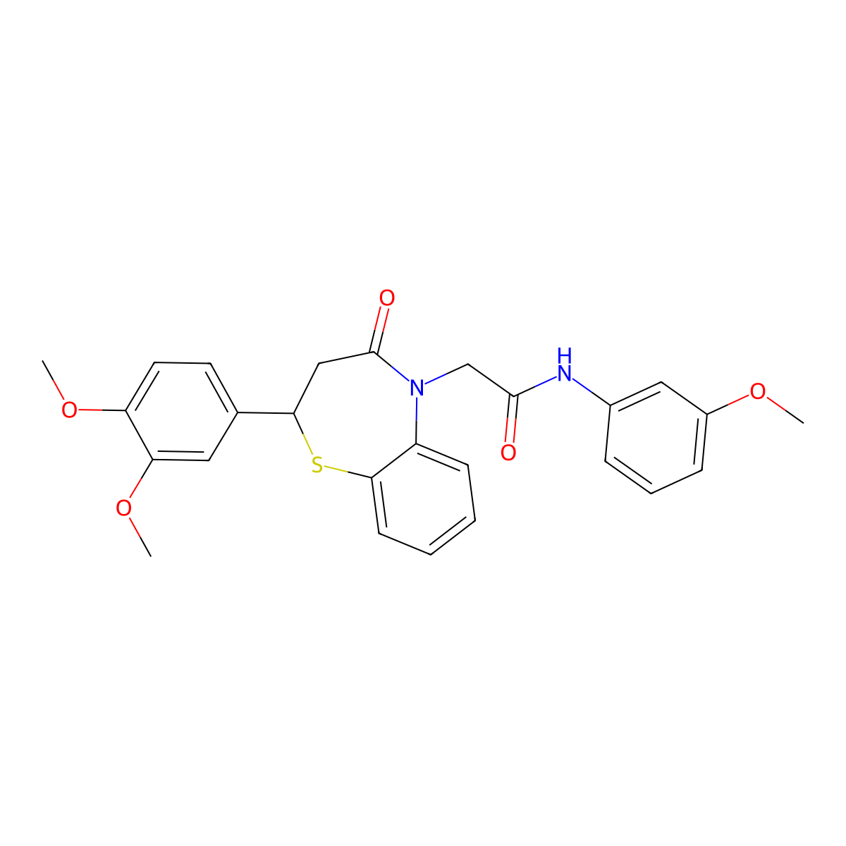 2-(2-(3,4-dimethoxyphenyl)-4-oxo-3,4-dihydrobenzo[b][1,4]thiazepin-5(2H)-yl)-N-(3-methoxyphenyl)acetamide molecular structure, CAS 847487-28-9