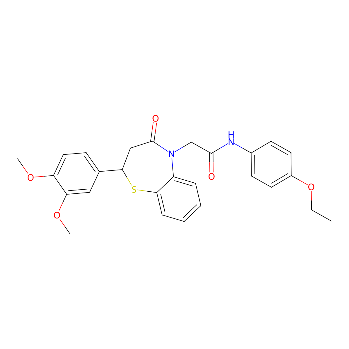 2-[2-(3,4-dimethoxyphenyl)-4-oxo-2,3,4,5-tetrahydro-1,5-benzothiazepin-5-yl]-N-(4-ethoxyphenyl)acetamide molecular structure, CAS 847487-31-4