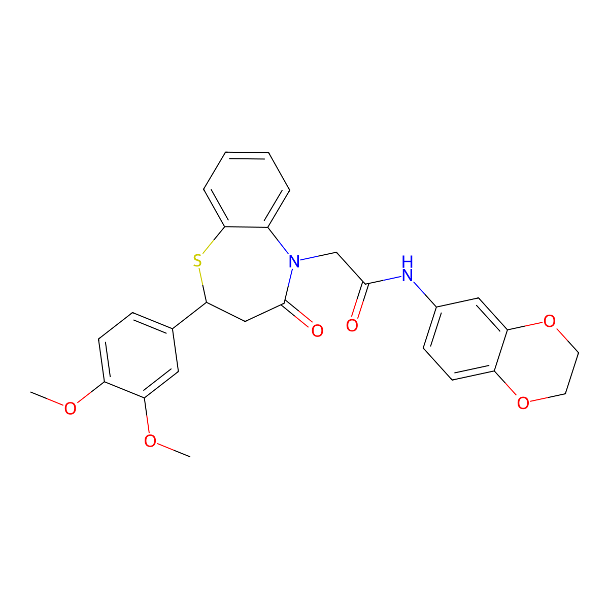 N-(2,3-dihydrobenzo[b][1,4]dioxin-6-yl)-2-(2-(3,4-dimethoxyphenyl)-4-oxo-3,4-dihydrobenzo[b][1,4]thiazepin-5(2H)-yl)acetamide molecular structure, CAS 847487-36-9