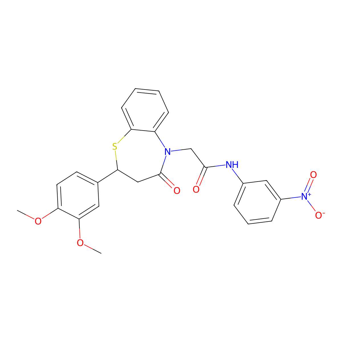 2-(2-(3,4-dimethoxyphenyl)-4-oxo-3,4-dihydrobenzo[b][1,4]thiazepin-5(2H)-yl)-N-(3-nitrophenyl)acetamide molecular structure, CAS 847487-40-5