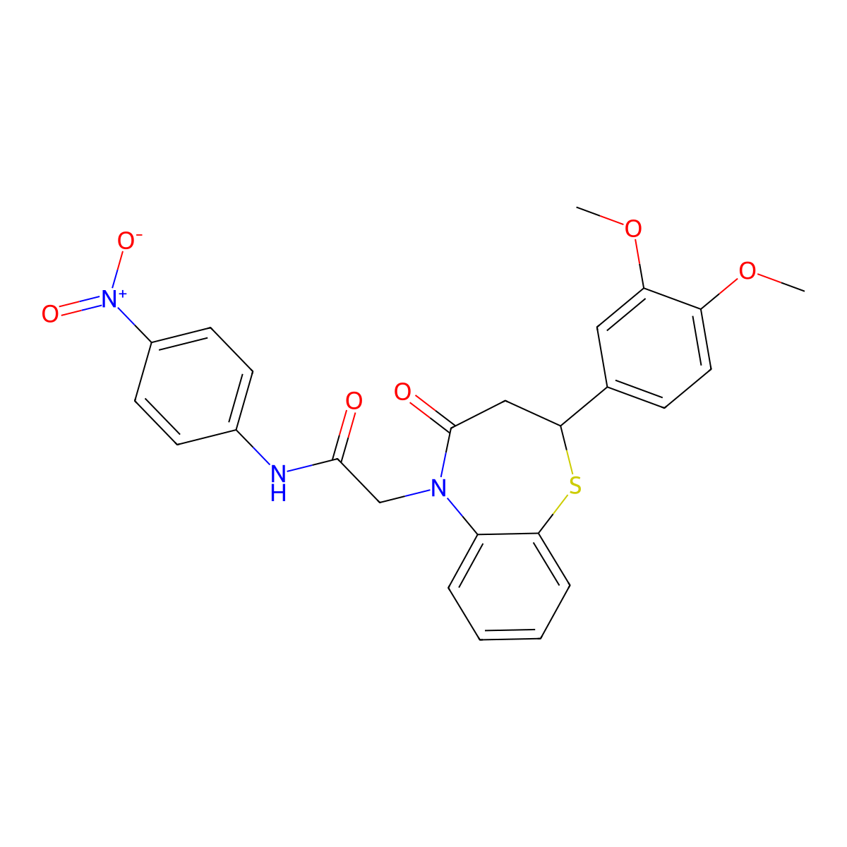 2-(2-(3,4-dimethoxyphenyl)-4-oxo-3,4-dihydrobenzo[b][1,4]thiazepin-5(2H)-yl)-N-(4-nitrophenyl)acetamide molecular structure, CAS 847487-41-6