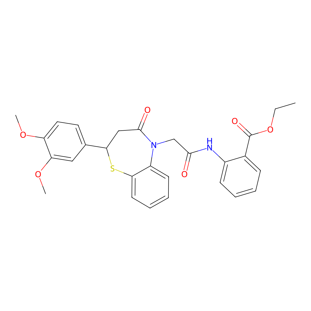 ethyl 2-(2-(2-(3,4-dimethoxyphenyl)-4-oxo-3,4-dihydrobenzo[b][1,4]thiazepin-5(2H)-yl)acetamido)benzoate molecular structure, CAS 847487-42-7