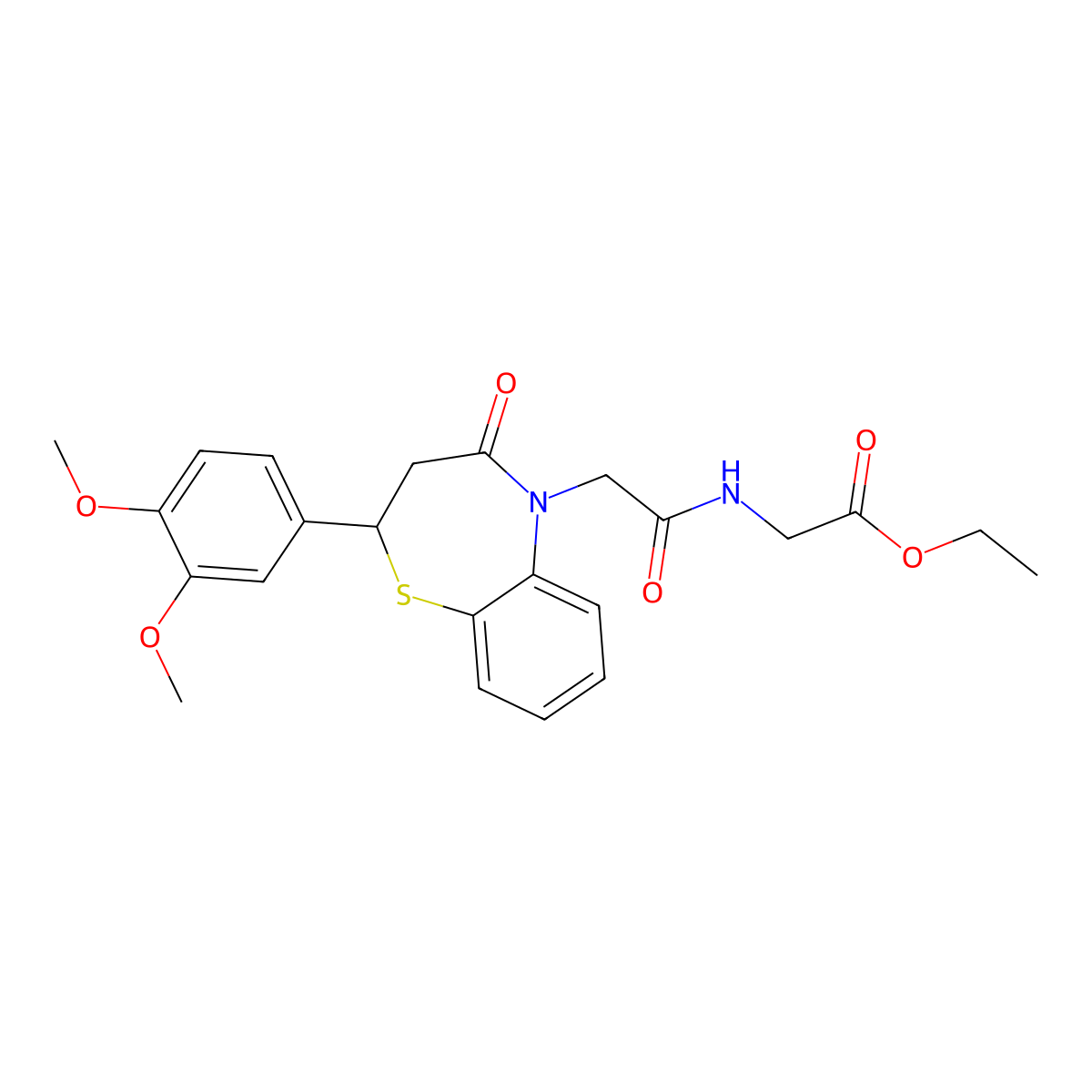 ethyl 2-(2-(2-(3,4-dimethoxyphenyl)-4-oxo-3,4-dihydrobenzo[b][1,4]thiazepin-5(2H)-yl)acetamido)acetate molecular structure, CAS 847487-50-7