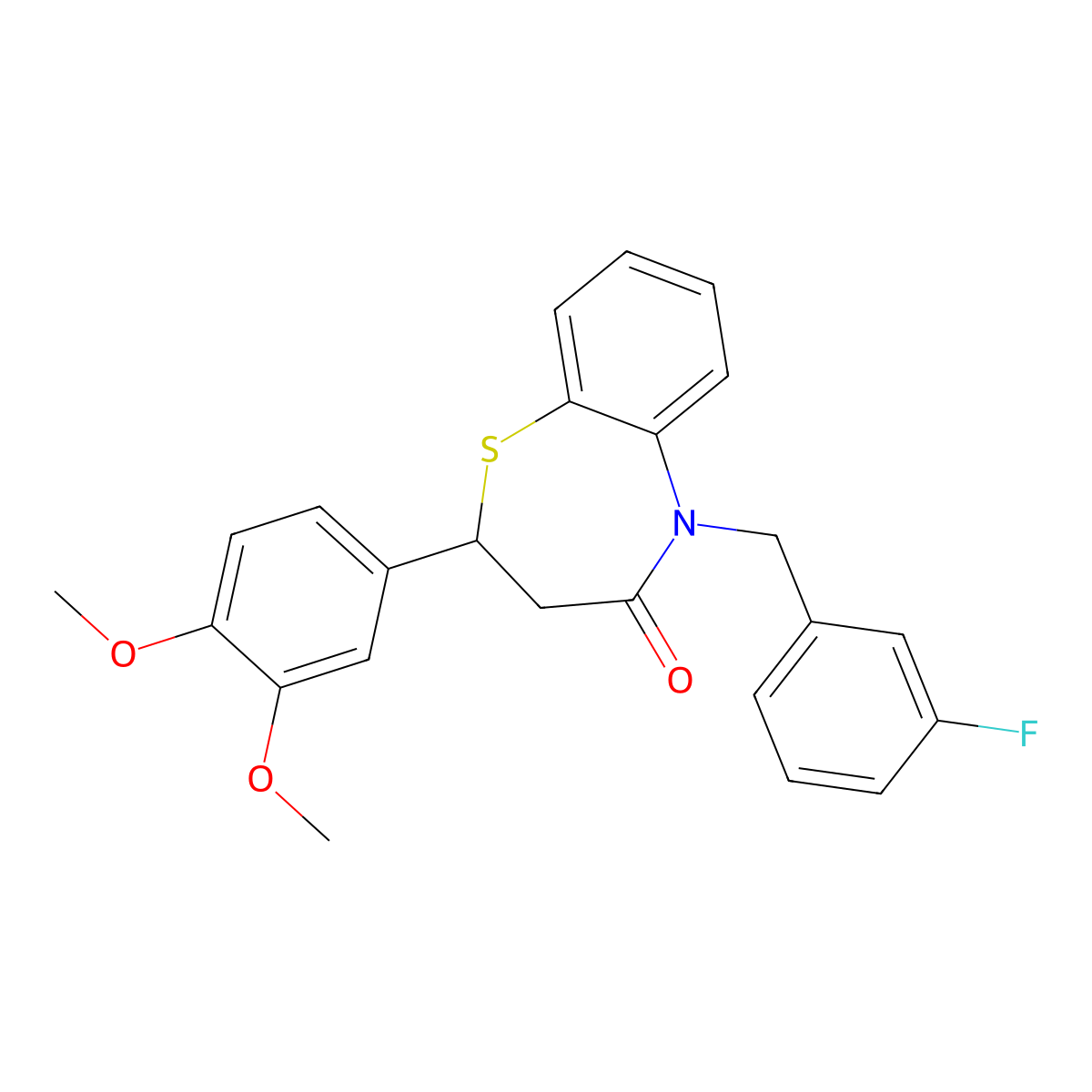2-(3,4-Dimethoxyphenyl)-5-[(3-fluorophenyl)methyl]-2,3,4,5-tetrahydro-1,5-benzothiazepin-4-one molecular structure, CAS 847487-60-9