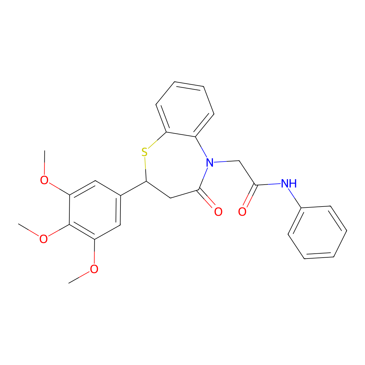 2-(4-oxo-2-(3,4,5-trimethoxyphenyl)-3,4-dihydrobenzo[b][1,4]thiazepin-5(2H)-yl)-N-phenylacetamide molecular structure, CAS 847487-69-8