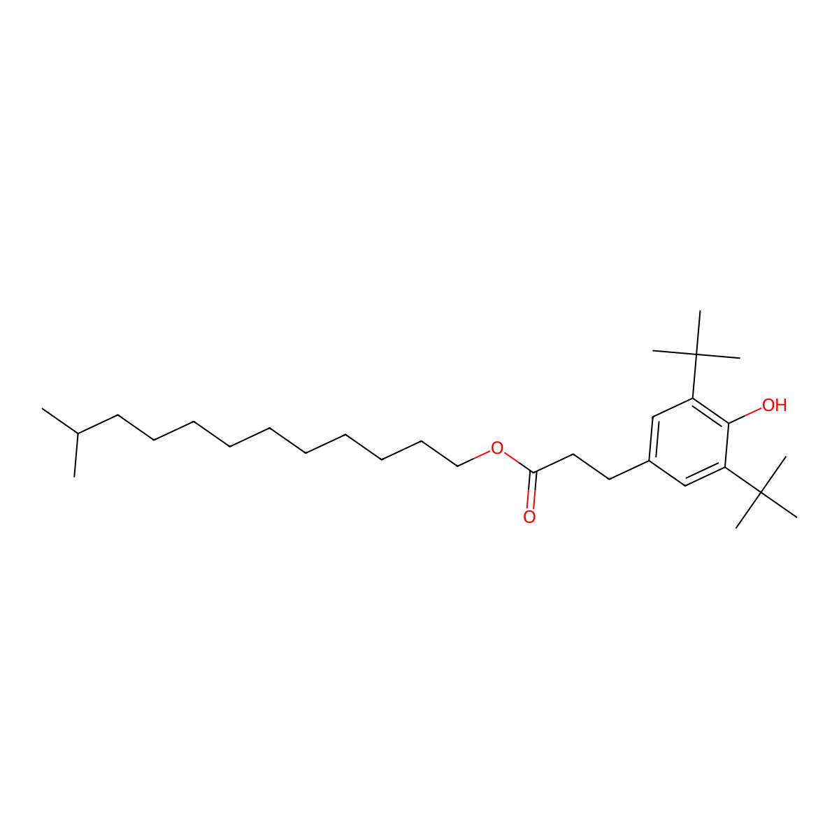 Benzenepropanoic acid, 3,5-bis(1,1-dimethylethyl)-4-hydroxy-, isotridecyl ester molecular structure, CAS 847488-62-4