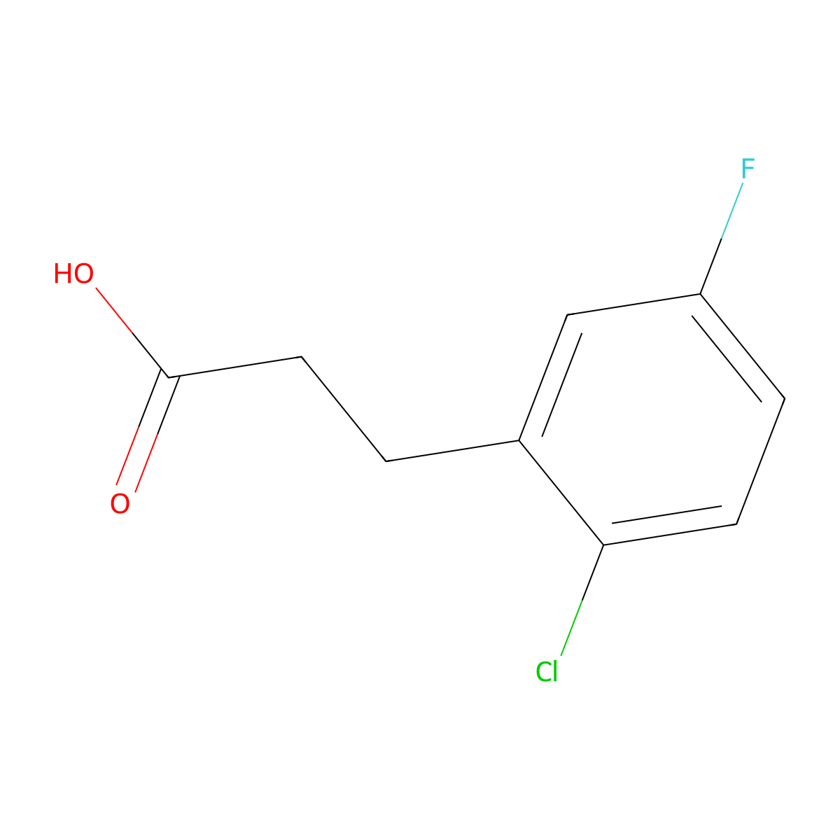 3-(2-Chloro-5-fluorophenyl)propanoic acid molecular structure, CAS 847492-00-6