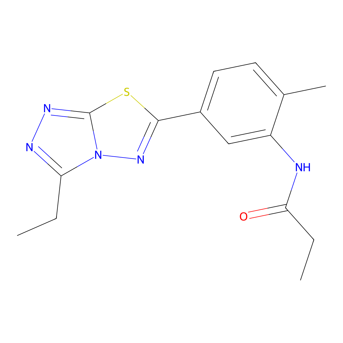 N-[5-(3-ethyl[1,2,4]triazolo[3,4-b][1,3,4]thiadiazol-6-yl)-2-methylphenyl]propanamide molecular structure, CAS 847501-33-1