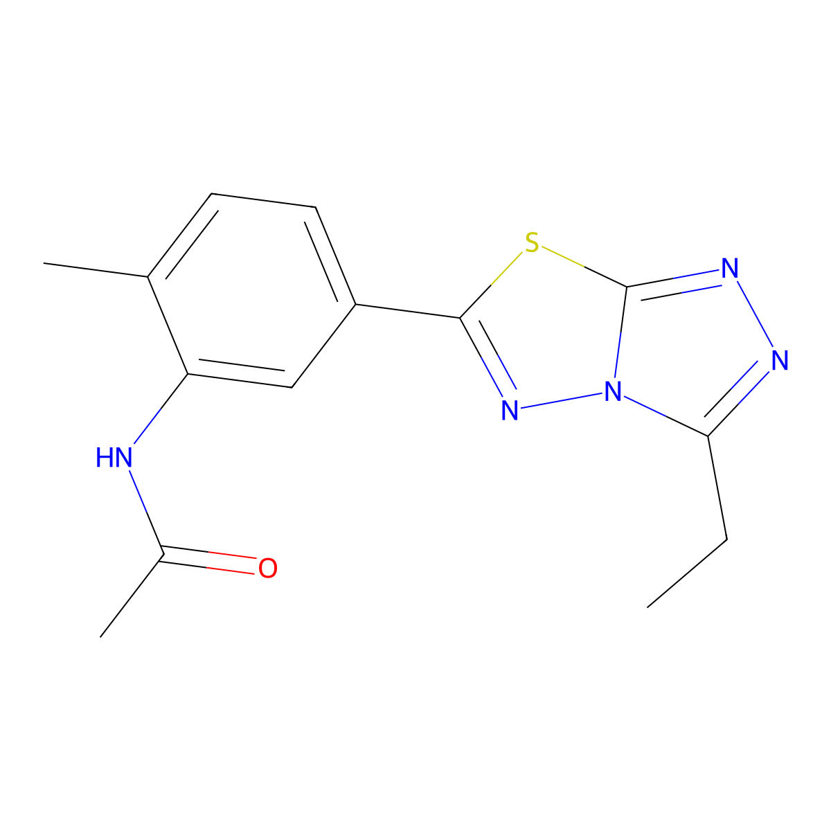 N-[5-(3-ethyl[1,2,4]triazolo[3,4-b][1,3,4]thiadiazol-6-yl)-2-methylphenyl]acetamide molecular structure, CAS 847501-36-4