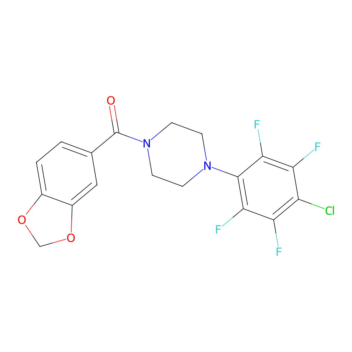 1,3-Benzodioxol-5-yl-[4-(4-chloro-2,3,5,6-tetrafluorophenyl)piperazin-1-yl]methanone molecular structure, CAS 847501-47-7