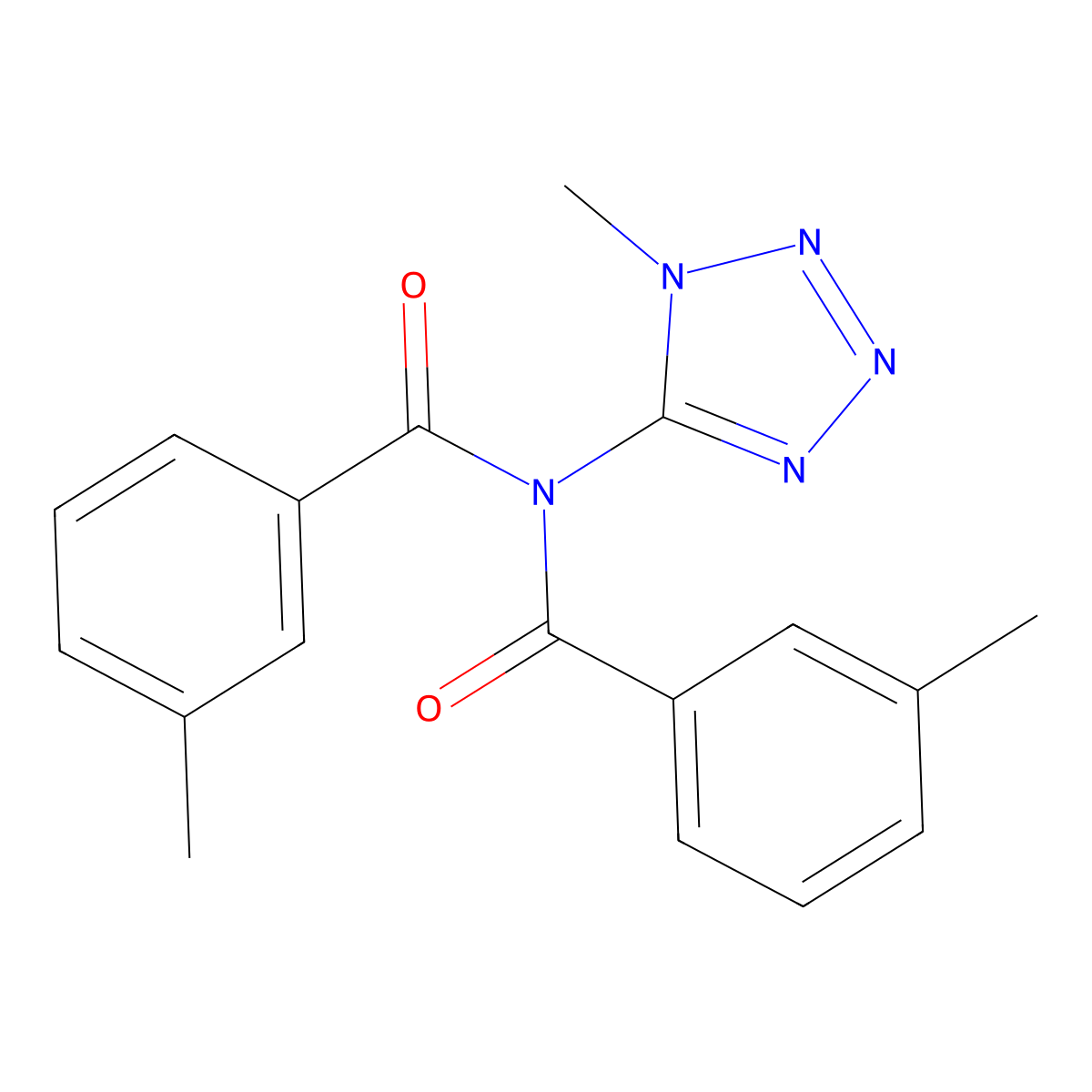 3-methyl-N-(3-methylbenzoyl)-N-(1-methyltetrazol-5-yl)benzamide molecular structure, CAS 847501-95-5