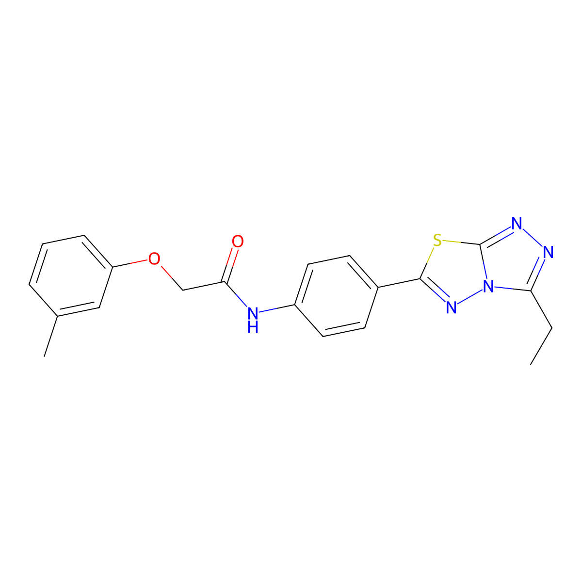 N-[4-(3-ethyl[1,2,4]triazolo[3,4-b][1,3,4]thiadiazol-6-yl)phenyl]-2-(3-methylphenoxy)acetamide molecular structure, CAS 847502-08-3