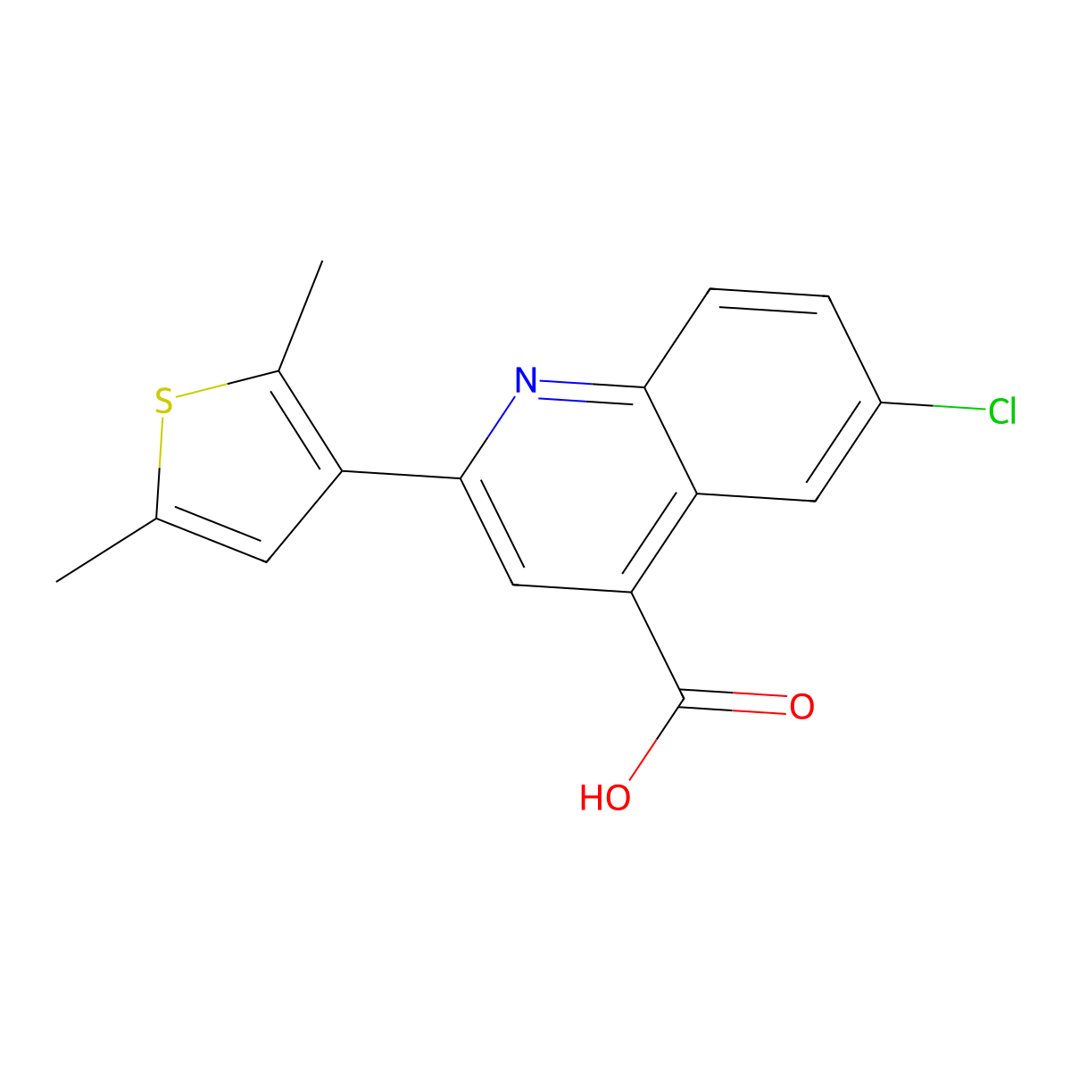 6-Chloro-2-(2,5-dimethylthien-3-yl)quinoline-4-carboxylic acid molecular structure, CAS 847503-13-3