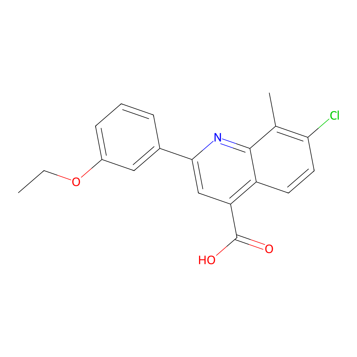 7-Chloro-2-(3-ethoxyphenyl)-8-methylquinoline-4-carboxylic acid molecular structure, CAS 847503-16-6