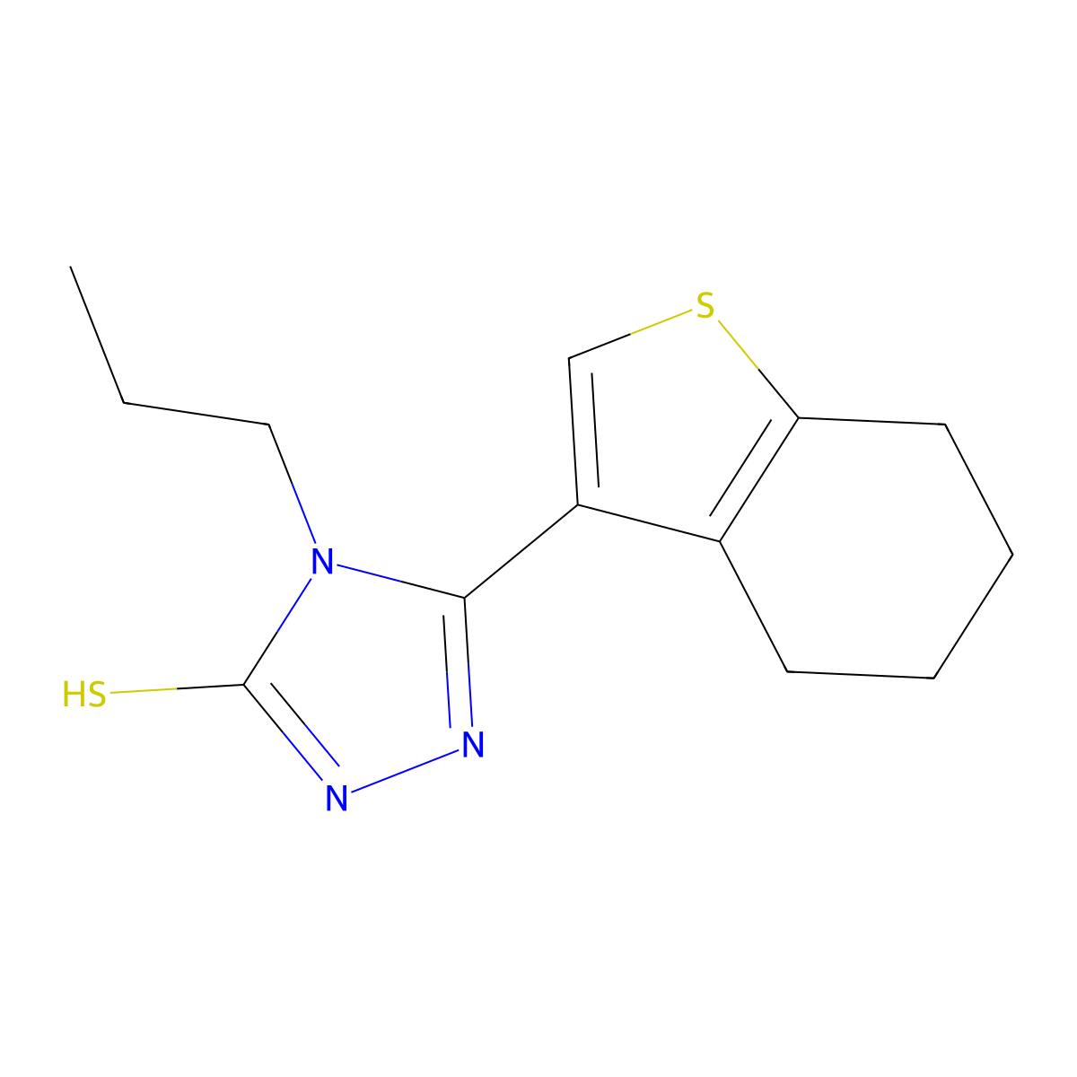 4-propyl-5-(4,5,6,7-tetrahydro-1-benzothien-3-yl)-4H-1,2,4-triazole-3-thiol molecular structure, CAS 847503-21-3