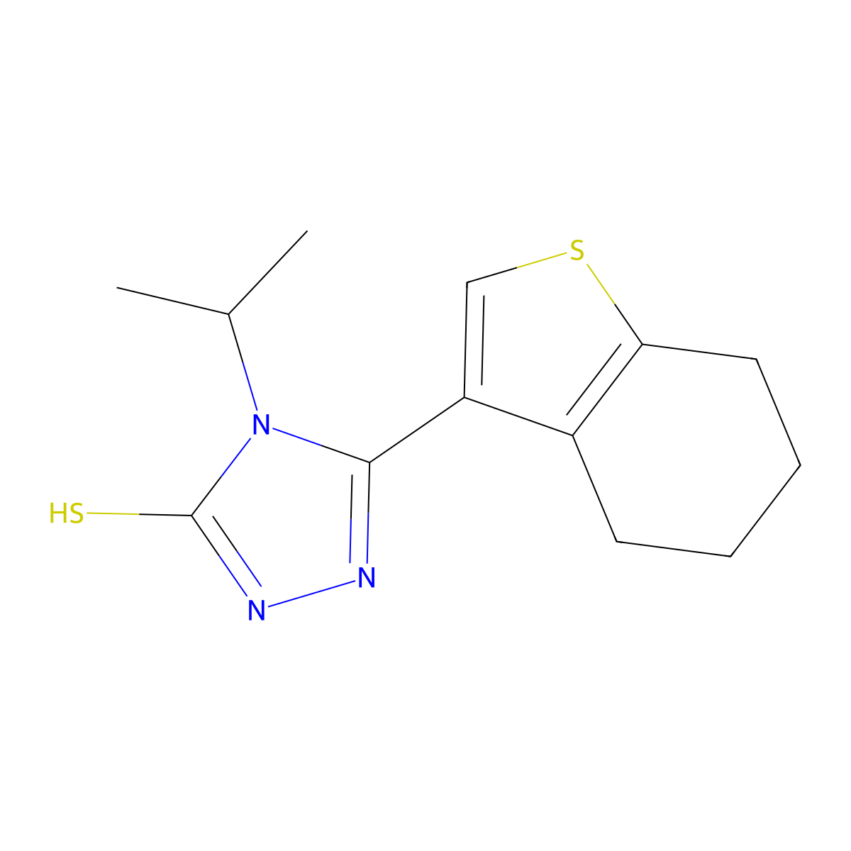 4-isopropyl-5-(4,5,6,7-tetrahydro-1-benzothien-3-yl)-4H-1,2,4-triazole-3-thiol molecular structure, CAS 847503-22-4