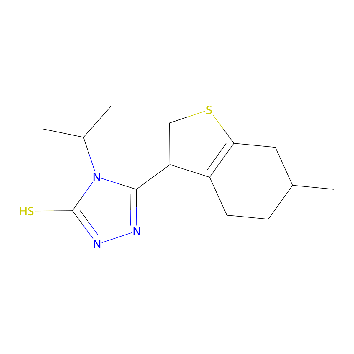 4-isopropyl-5-(6-methyl-4,5,6,7-tetrahydro-1-benzothien-3-yl)-4H-1,2,4-triazole-3-thiol molecular structure, CAS 847503-24-6