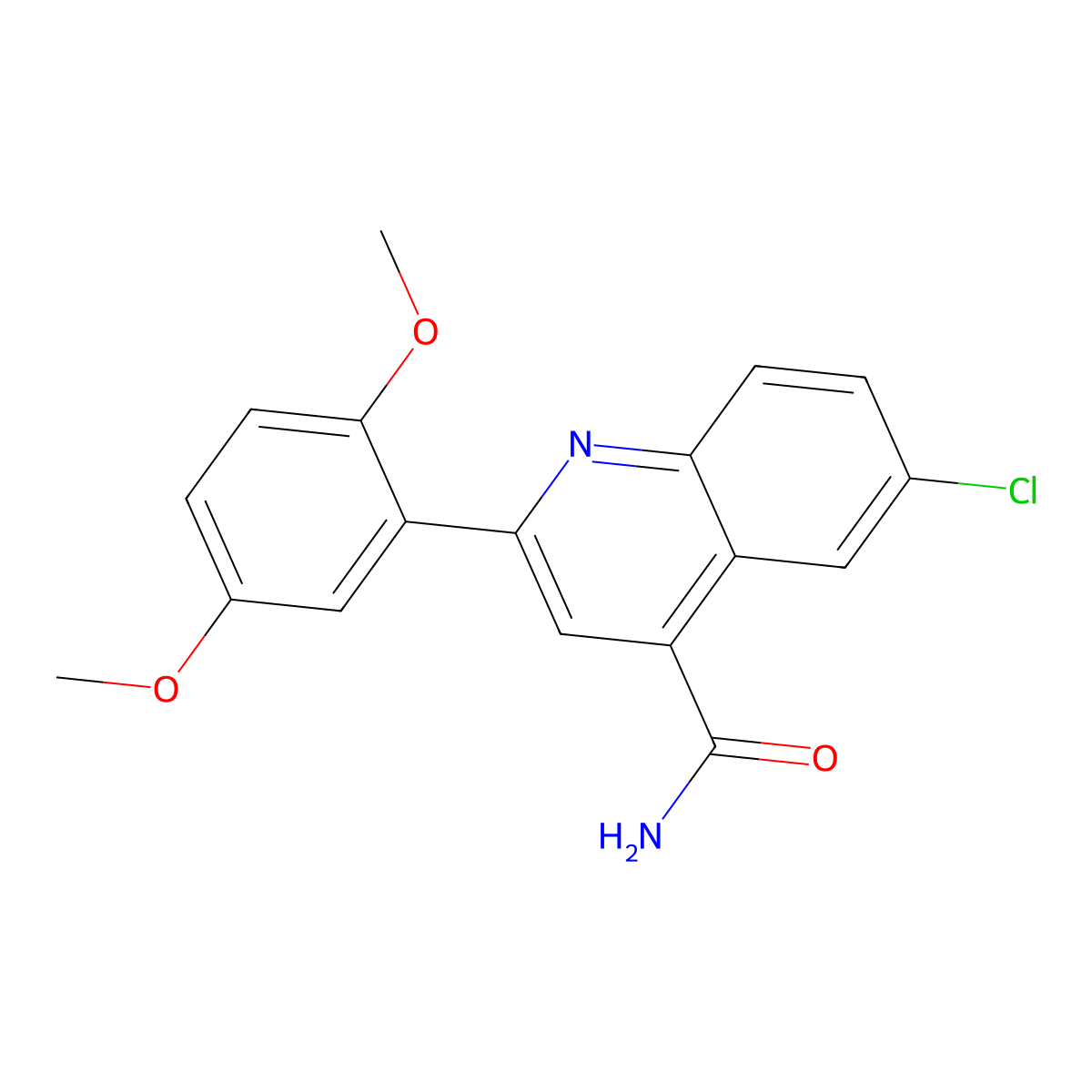 6-Chloro-2-(2,5-dimethoxyphenyl)quinoline-4-carboxamide molecular structure, CAS 847504-14-7