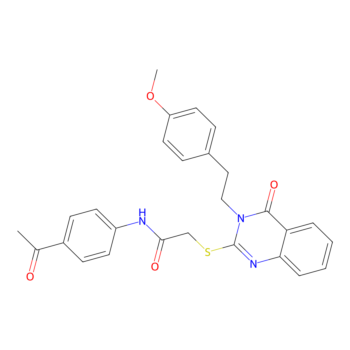 N-(4-acetylphenyl)-2-({3-[2-(4-methoxyphenyl)ethyl]-4-oxo-3,4-dihydroquinazolin-2-yl}sulfanyl)acetamide molecular structure, CAS 847504-17-0