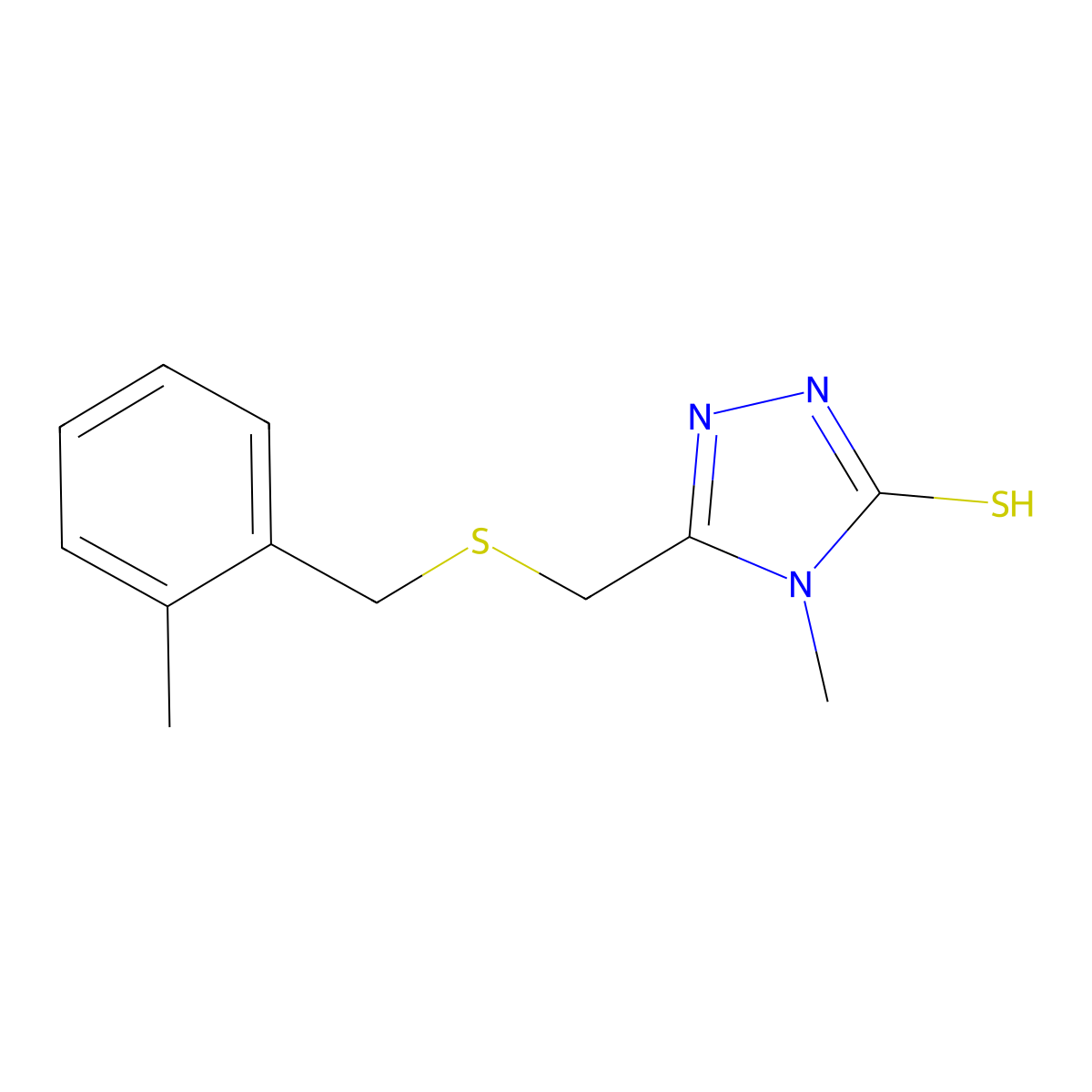 4-methyl-5-{[(2-methylbenzyl)sulfanyl]methyl}-4H-1,2,4-triazole-3-thiol molecular structure, CAS 847504-53-4