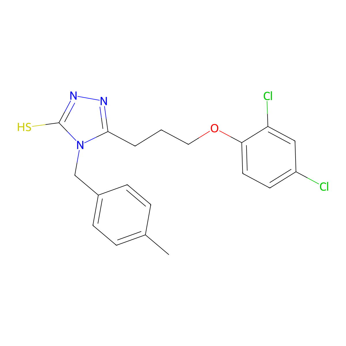 5-[3-(2,4-dichlorophenoxy)propyl]-4-(4-methylbenzyl)-4H-1,2,4-triazole-3-thiol molecular structure, CAS 847504-58-9