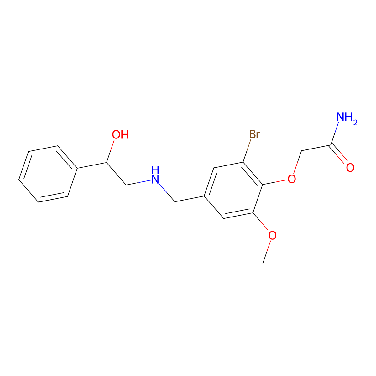 2-(2-Bromo-4-{[(2-hydroxy-2-phenylethyl)amino]methyl}-6-methoxyphenoxy)acetamide molecular structure, CAS 847504-83-0